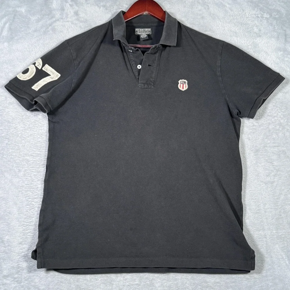 Polo Jeans Company Ralph Lauren‎ Polo Shirt Mens L Black 67 Shield Crest Vintage